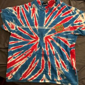 SANTA CRUZ SKATEBOARDS Shirt tie dye red blue size medium